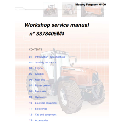 Massey Ferguson MF seria 6400 instrukcje napraw, serwisowania, schematy instalacji MF 6445, 6455, 6460, 6465, 6475, 6480, 6485, 6490, 6495, 6497, 6499
